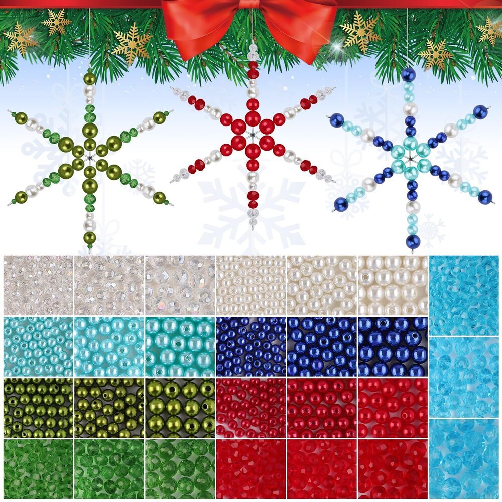 2406 1574PCS Christmas Snowflake Wires Bead Kit Xmas Metal Snowflake Beads